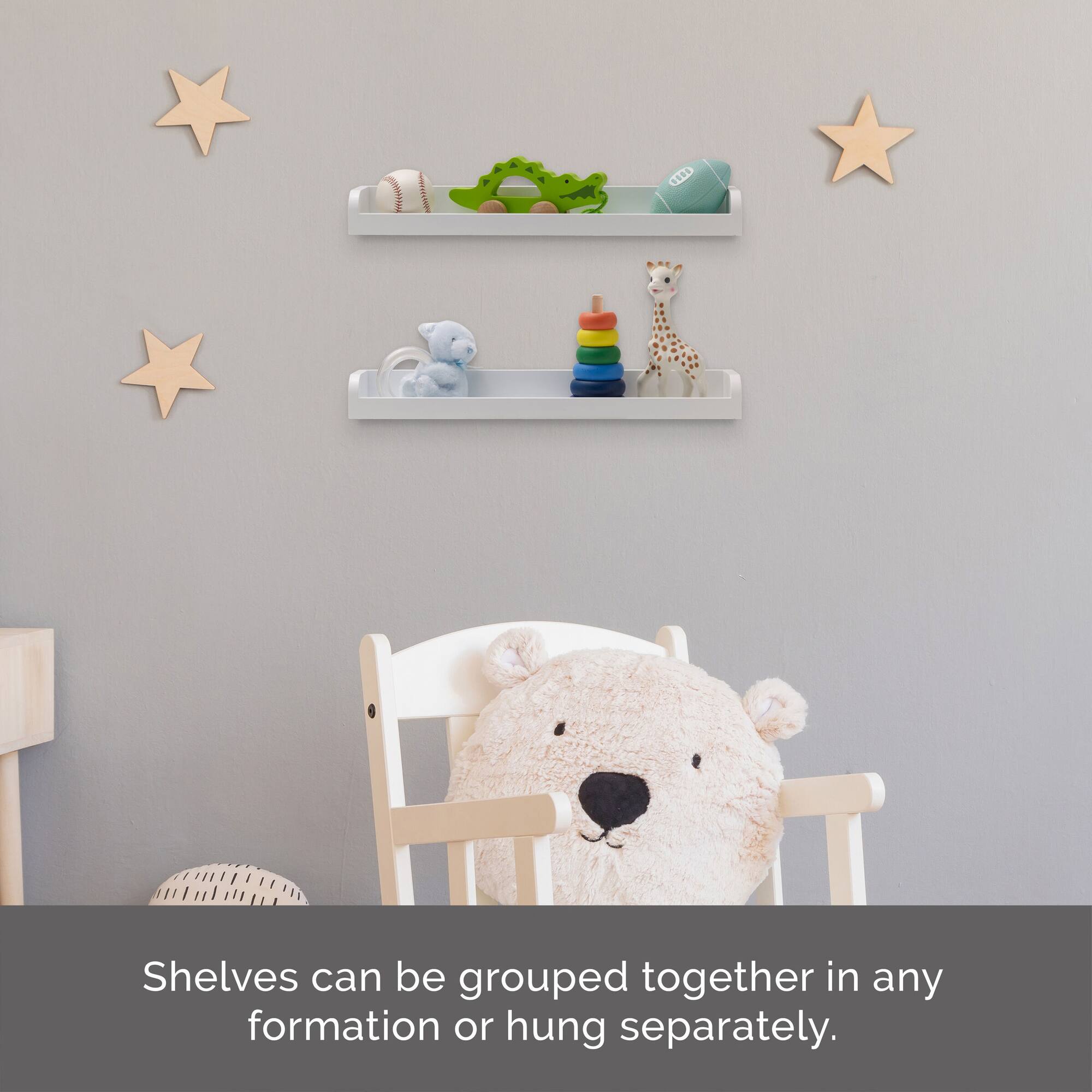 Melannco White MDF 18" Shelf, 2ct.